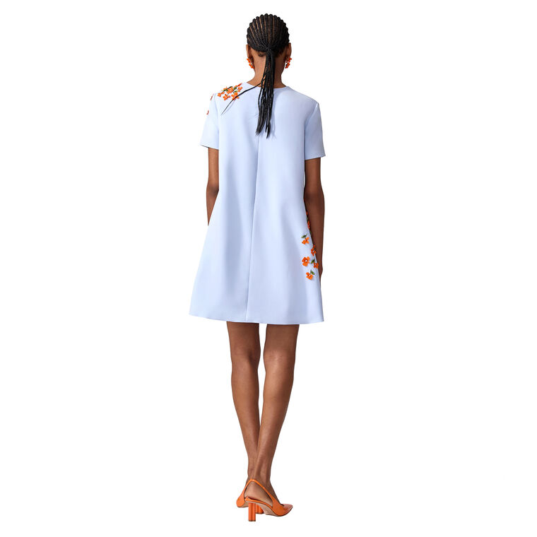 Floral-Embroidered Short Sleeve A-Line Mini Dress image number null