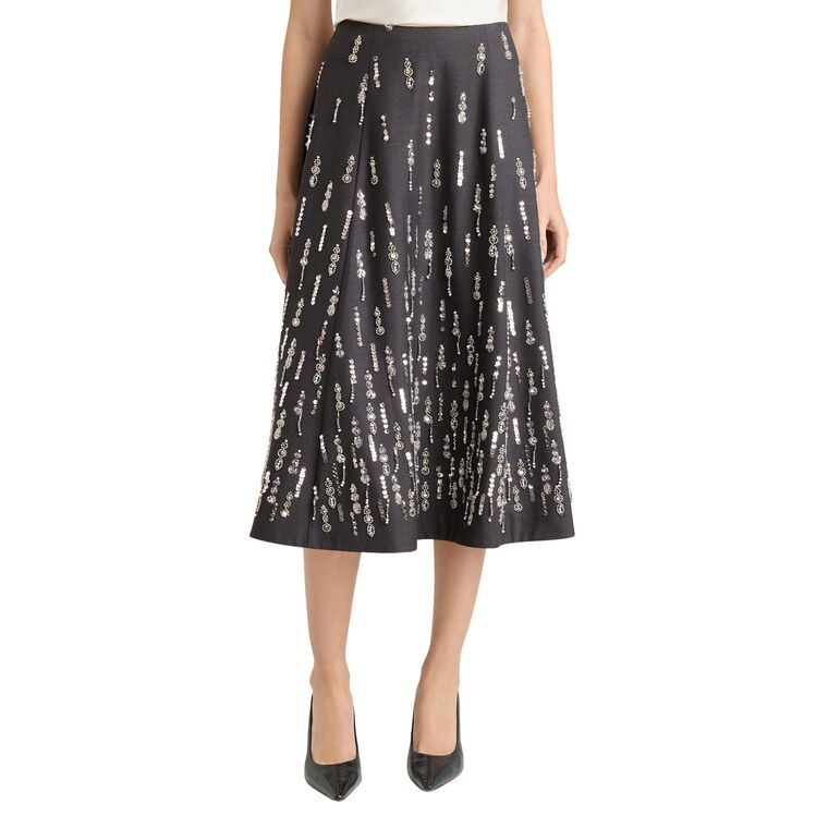 Selene Beaded Sequin Midi Skirt image number null