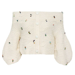 Lian Long Sleeve Off-The-Shoulder Button-Detail Sweater