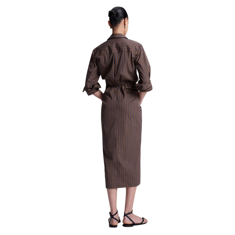 Mila Striped Long Sleeve Midi Shirt Dress image number null