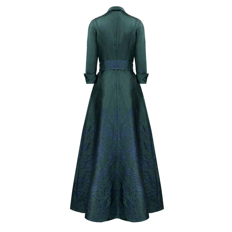 Jacquard Border Floral Shirtdress Gown image number null