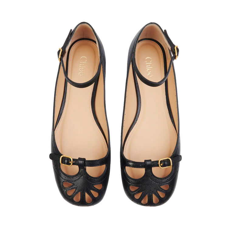 Misty Cut Out Ballerina Flat With Ankle Strap image number null