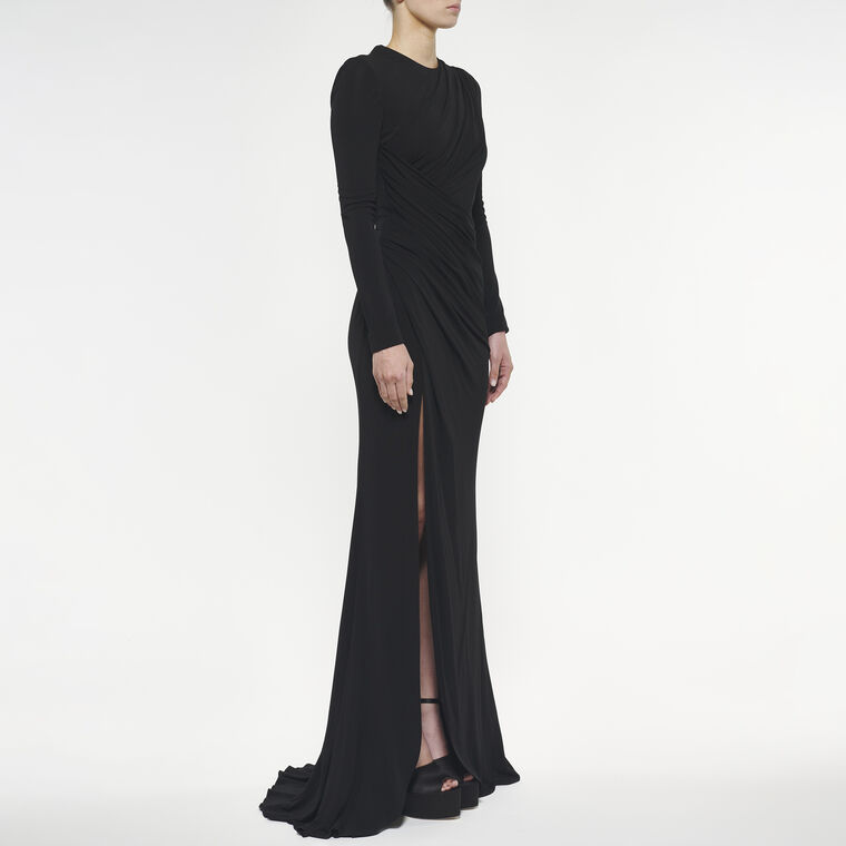 Draped Jersey Fluid Long Dress image number null