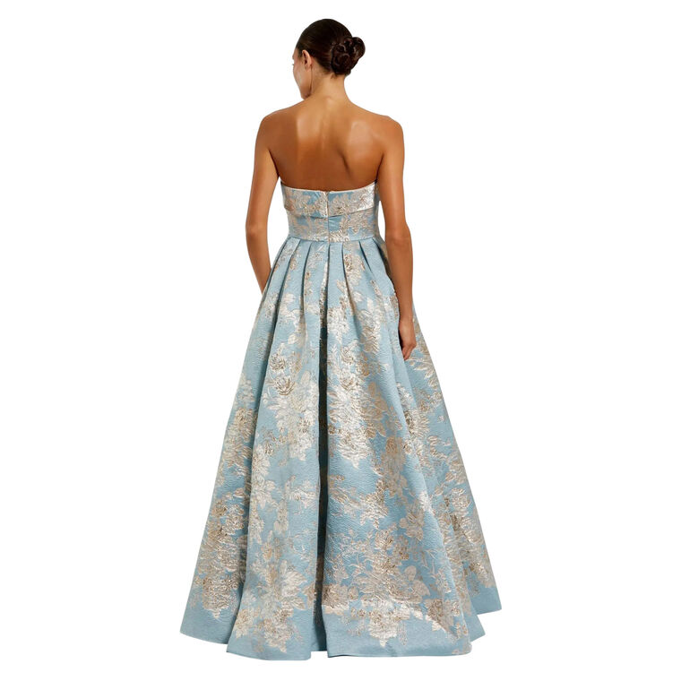 Strapless Brocade Ball Gown With Pockets image number null