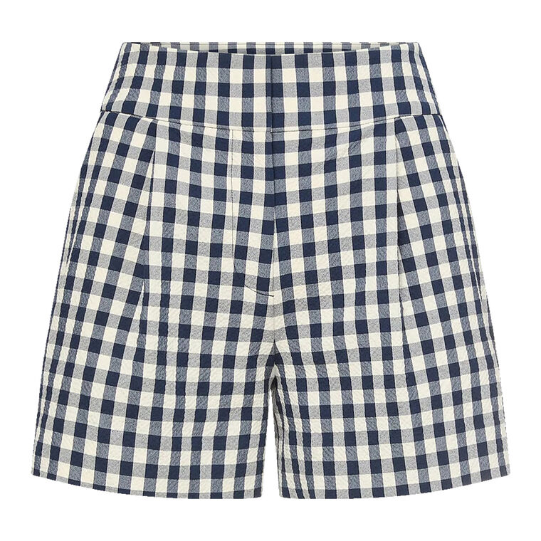 Haina High-Waisted Seersucker Gingham Short image number null