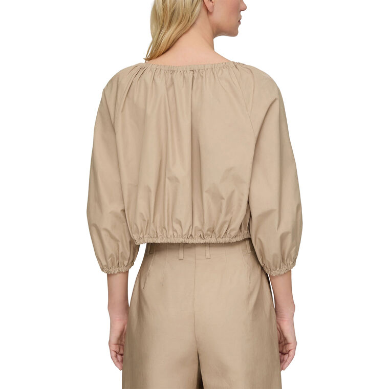 Zip Front Organic Cotton Poplin Cropped Bubble Jacket image number null