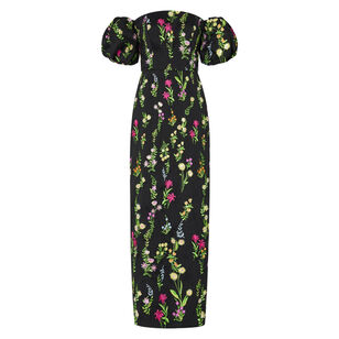 Nira Bloom Embroidery Off-The-Shoulder Maxi Dress
