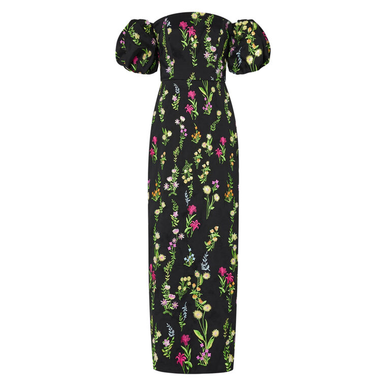 Nira Bloom Embroidery Off-The-Shoulder Maxi Dress image number null
