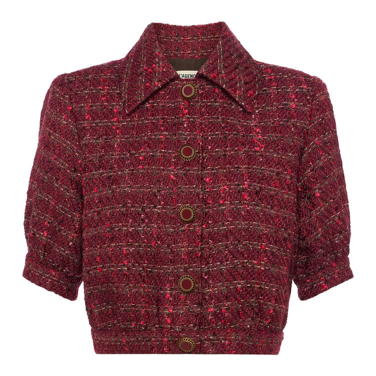 Cove Short Sleeve Cropped Tweed Jacket image number null