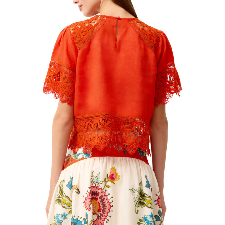 Kourt Short Sleeve Lace Detail Top image number null