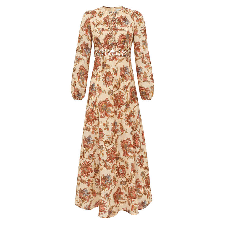 Aster Long Sleeve Linen Midi Dress image number null