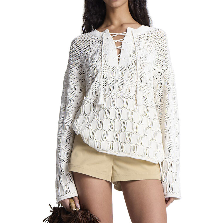 Keri Crochet Knit Sweater image number null