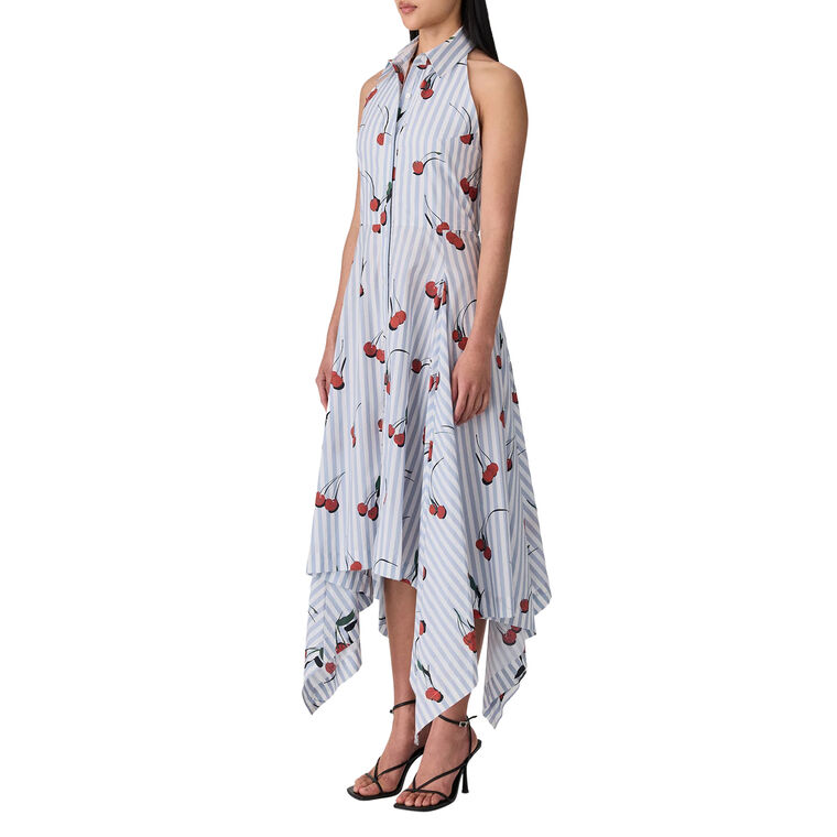 Bunny Ear Tie Handkerchief Cherry Midi Dress image number null