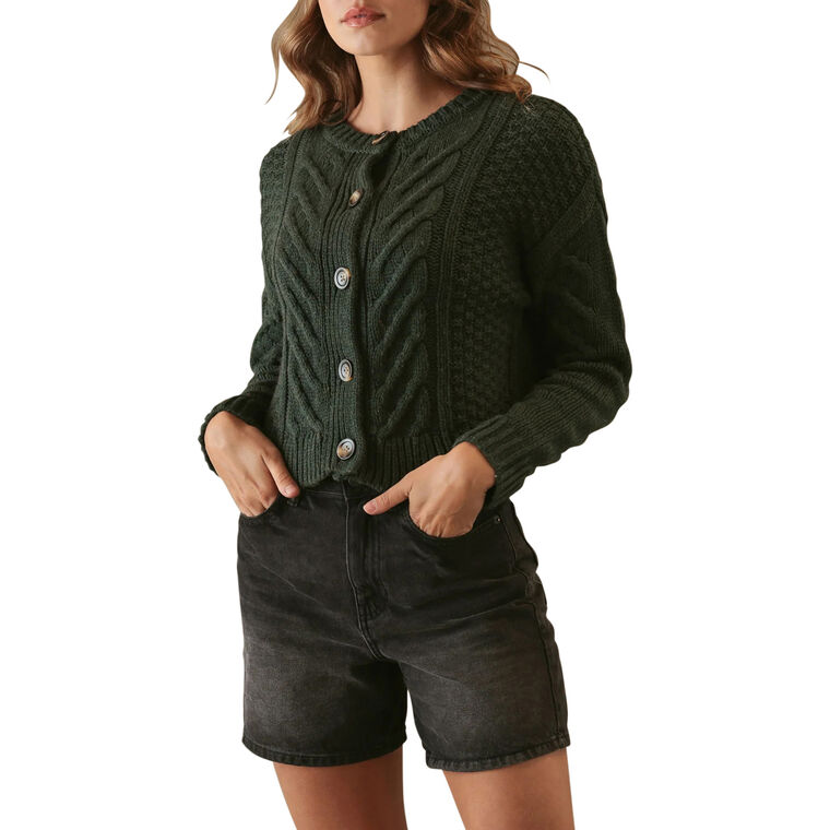Malia Cropped Modern Cable Cardigan image number null