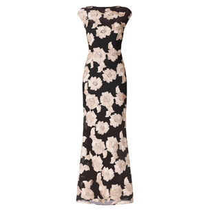 Margaux Short Sleeve Fit And Flare Floral Gown