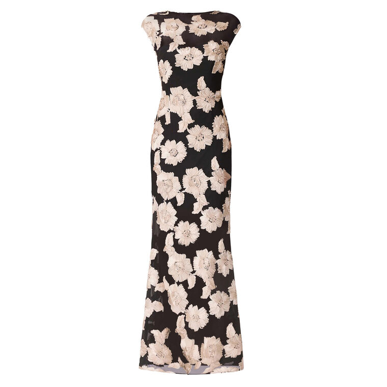 Margaux Short Sleeve Fit And Flare Floral Gown image number null
