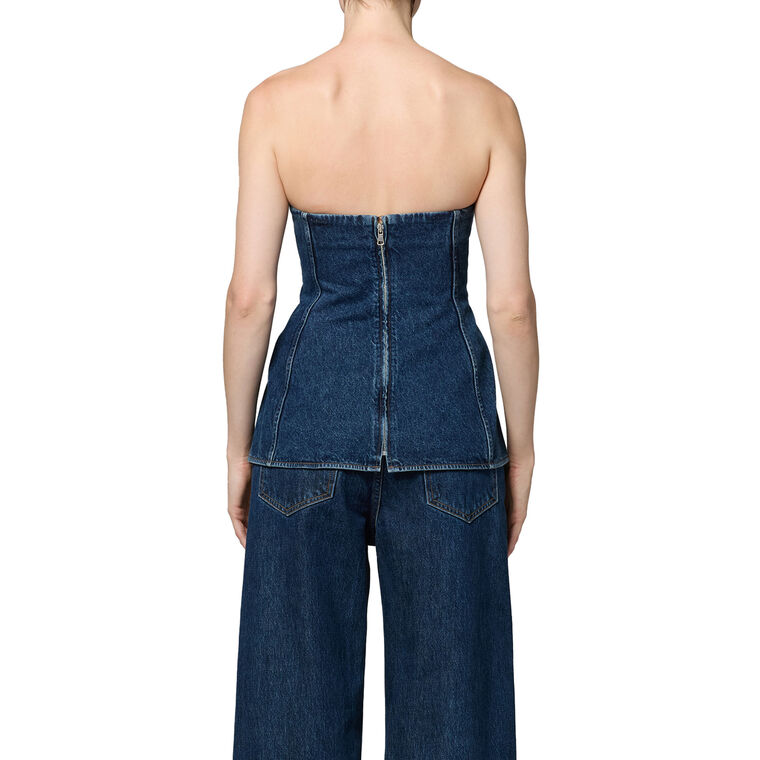Lara Strapless Denim Corset Top image number null