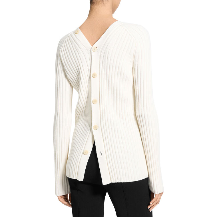 Long Sleeve Ribbed Open Back Cardigan image number null