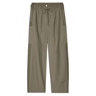 Double Waistband Wide-Leg Poplin Pants