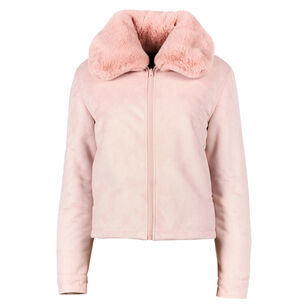 Luna Vegan Suede Jacket With Faux Fur Collar