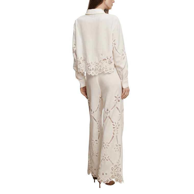 Daisy Eyelet Wide-Leg Pant image number null