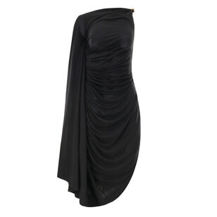 Viscose Jersey Draped Dress With Metal Frog