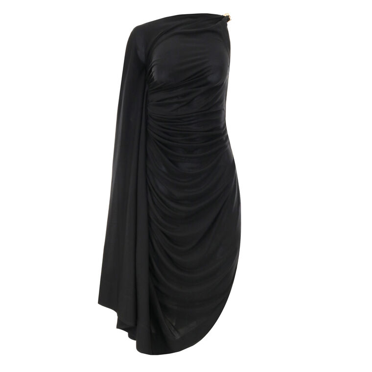 Viscose Jersey Draped Dress With Metal Frog image number null
