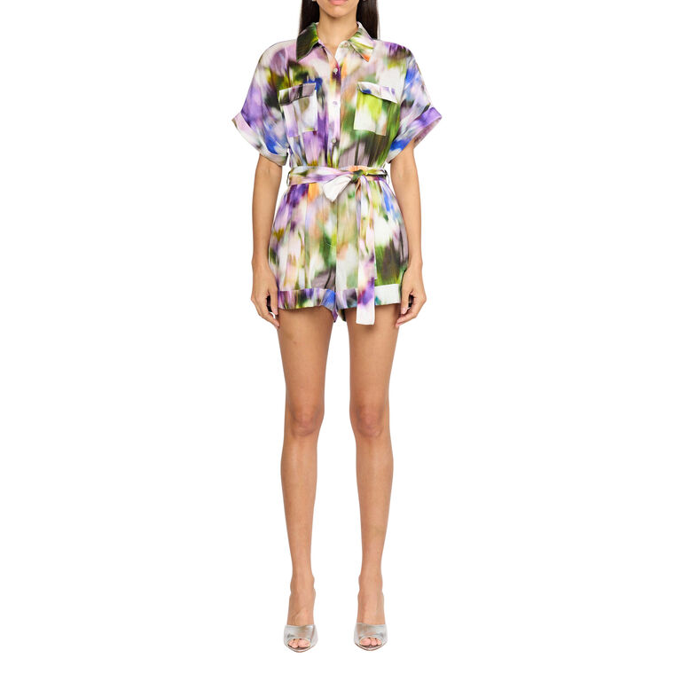 Amaya Short Sleeve Belted Romper image number null