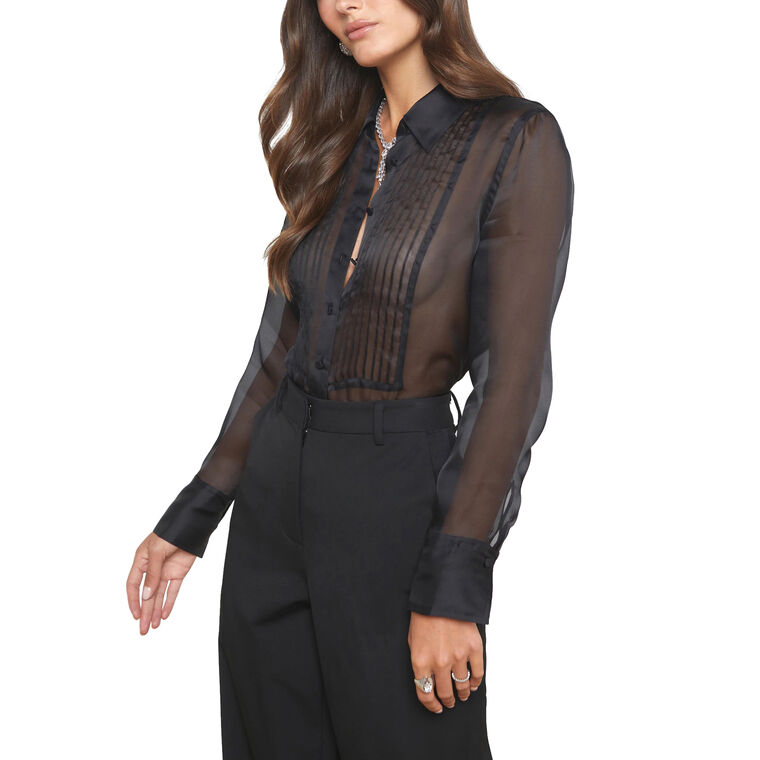 Divya Silk Sheer Tuxedo Shirt image number null