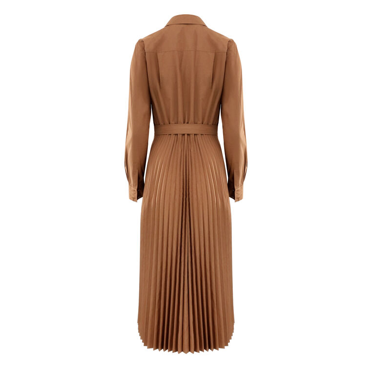 Kenza Long Sleeve Pleated Midi Shirt Dress image number null