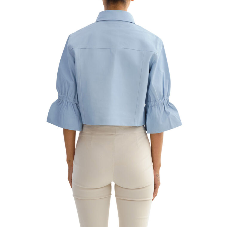 Carolina Leather Ruffle Sleeve Jacket image number null