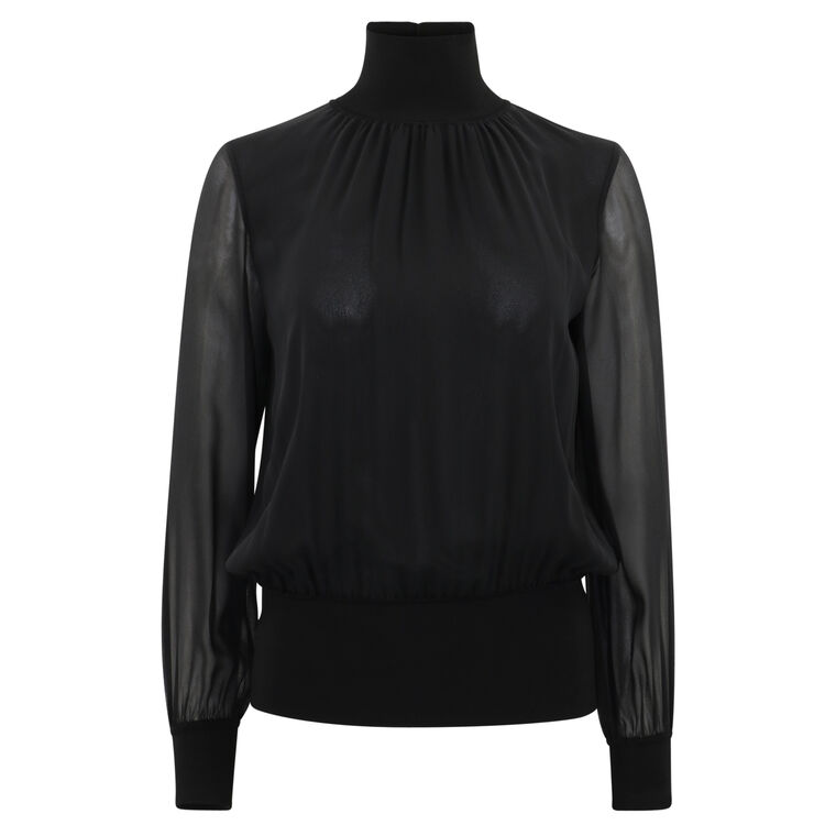Silk Georgette Turtleneck Blouse image number null