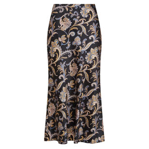 Clover Paisley Stretch-Silk Midi Skirt