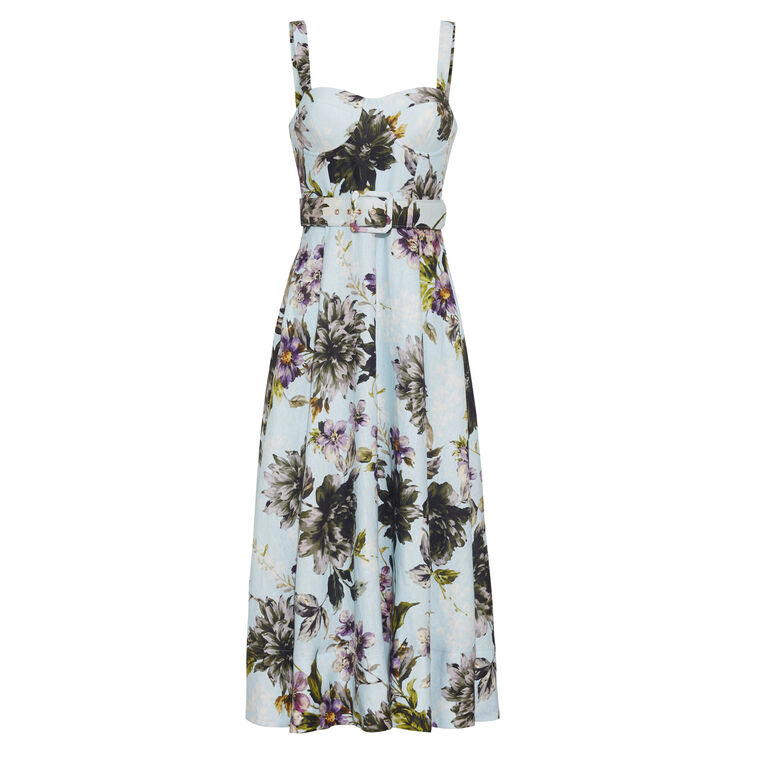 Calypso Sleeveless Bustier Belted Midi Dress image number null