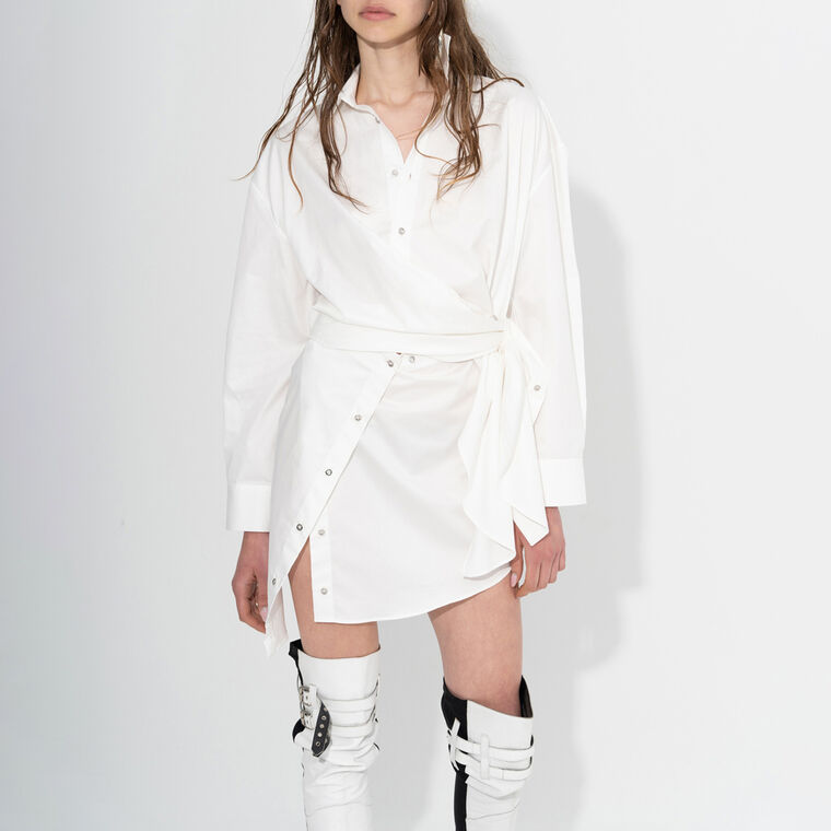 Draped Wrap Shirt Dress image number null