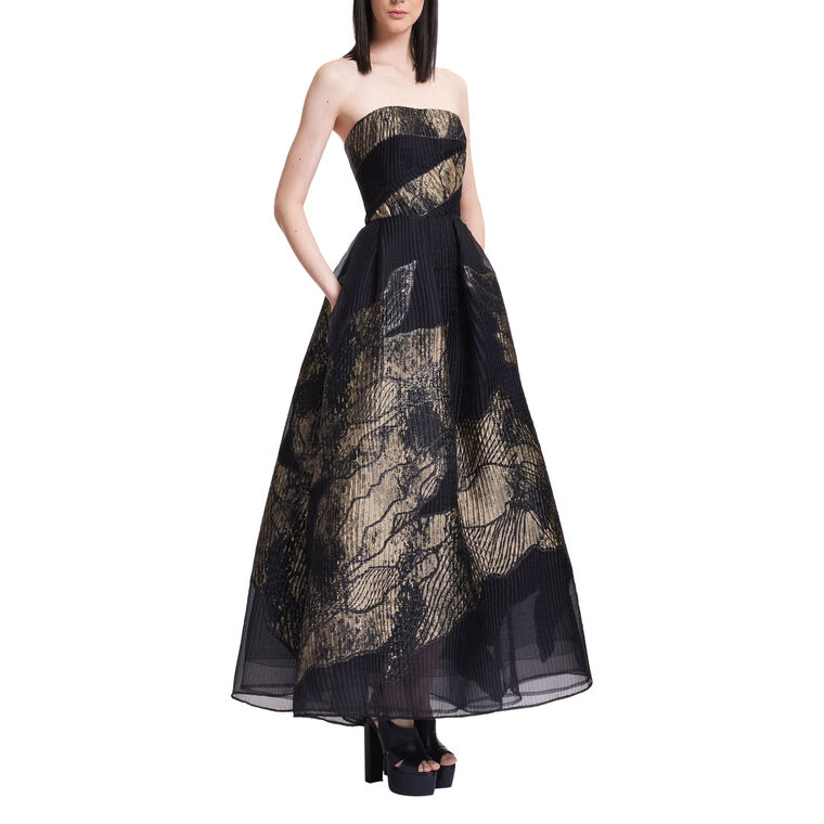 Strapless Brocade Midi Dress image number null