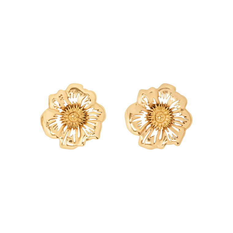 Large Floral Button Poppy Earrings image number null