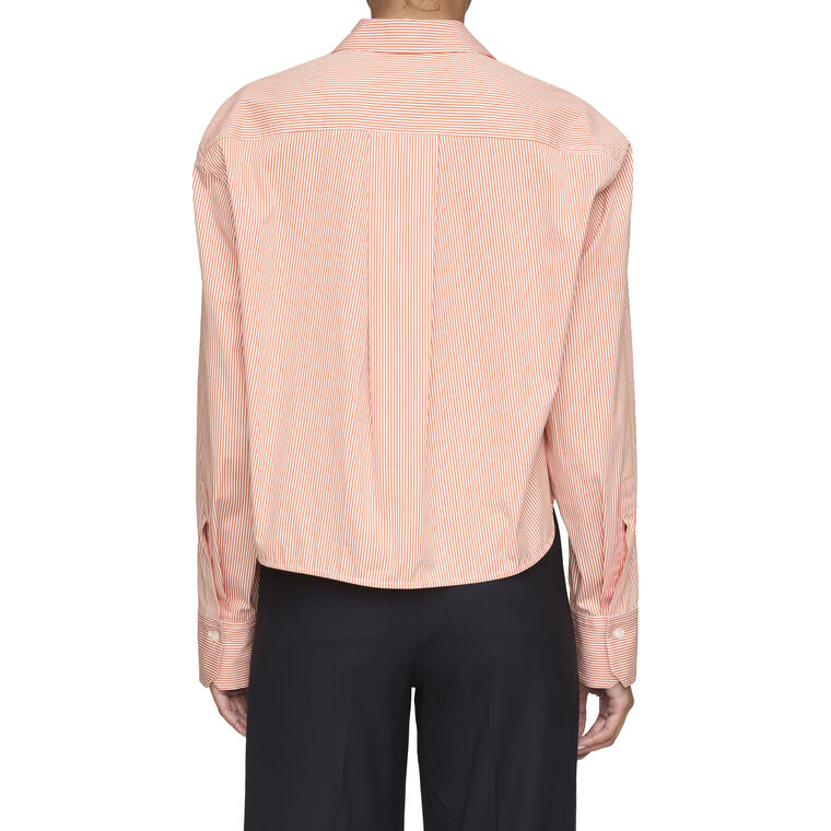 Maude Cropped Cotton Stripe Button-Up Top image number null