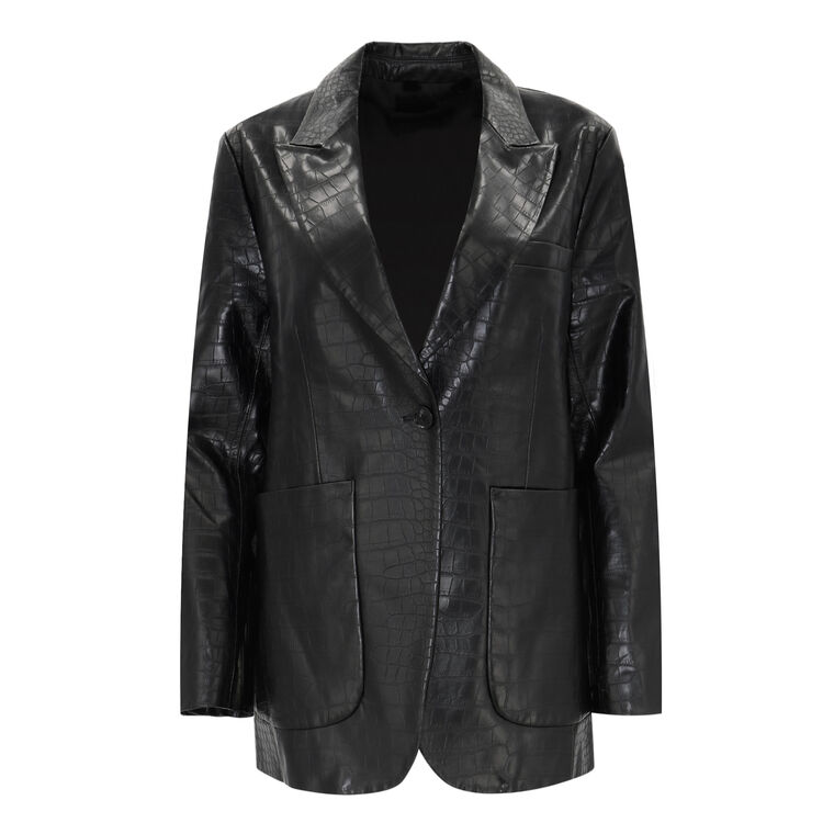Rein Vegan Leather Crocodile Embossed Blazer image number null