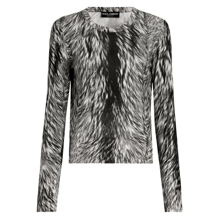 Fur Print Knit Blouse image number null
