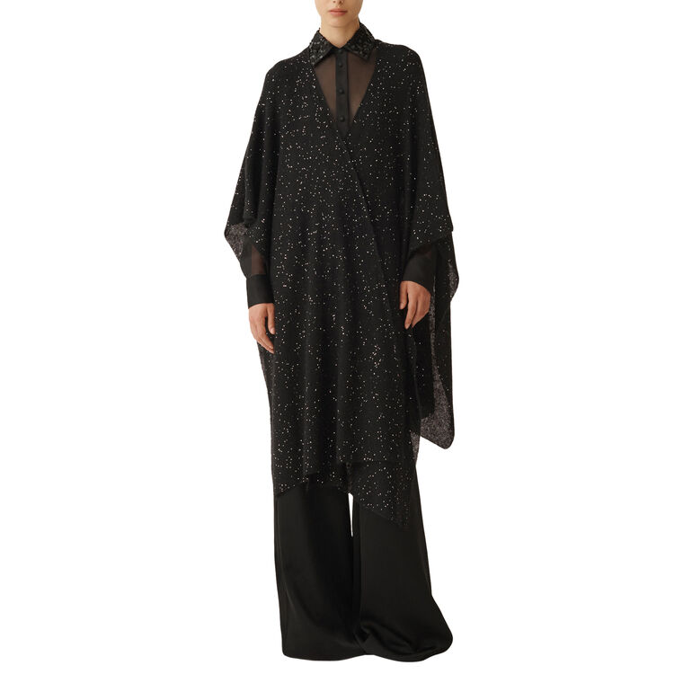 Sequin Soft Mohair Open Cape Wrap image number null