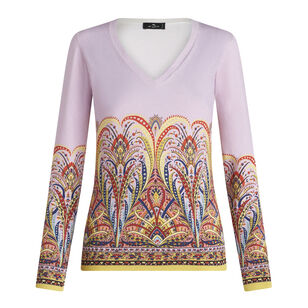 Silk-Blend Kaleidoscope Paisley Sweater