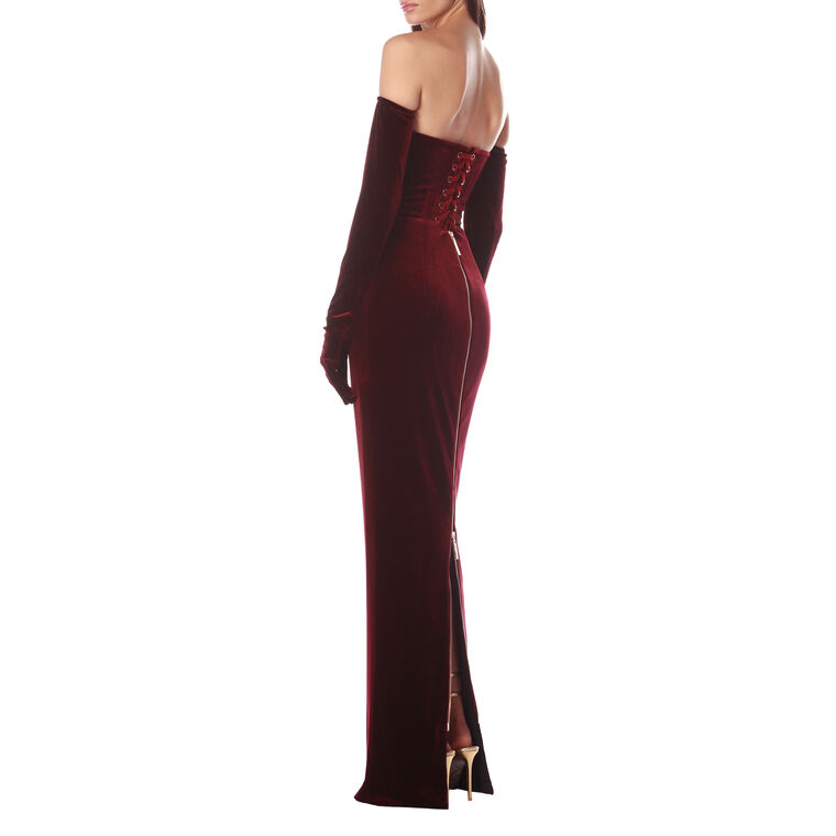 Florentina Strapless Velvet Gown With Gloves image number null