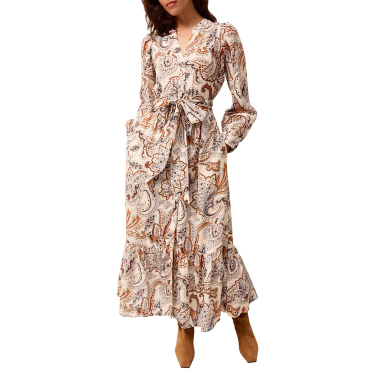 Hannon Long Sleeve Belted Maxi Dress image number null