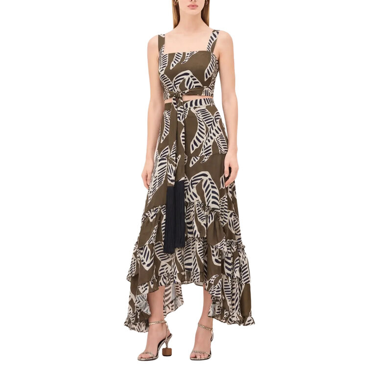 Bexley Ruffle-Hem Midi Skirt image number null