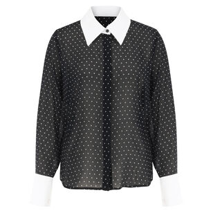 Sona Polka-Dot Poplin Collar Blouse