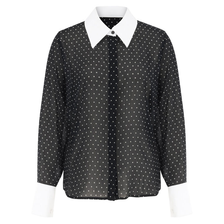 Sona Polka-Dot Poplin Collar Blouse image number null