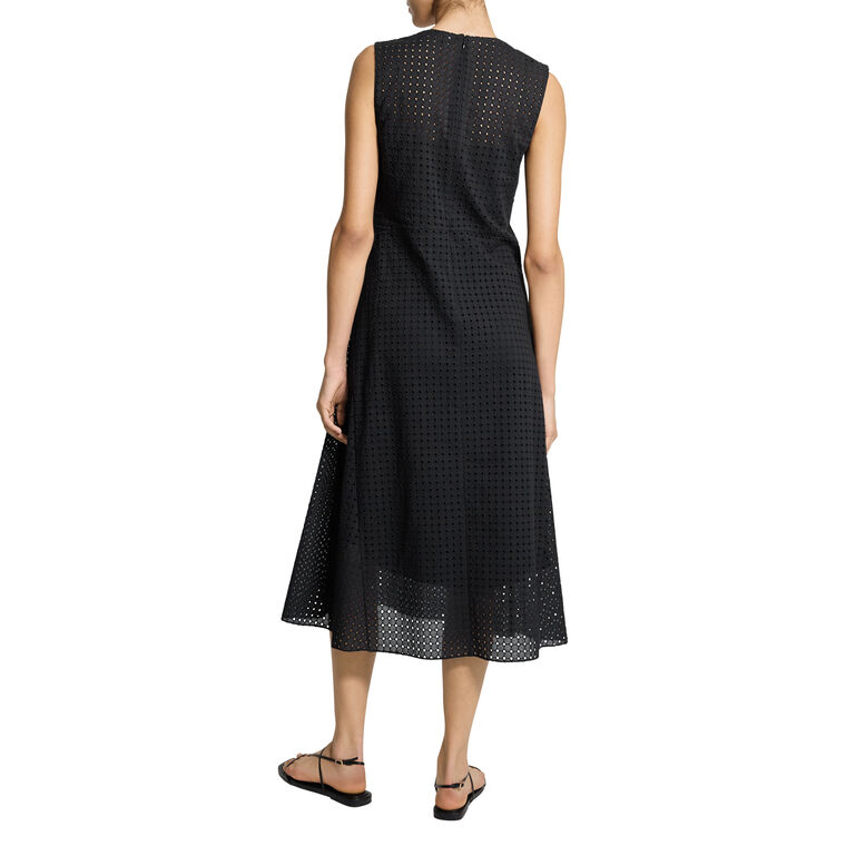 Sleeveless Eyelet-Embroidered Cotton Midi Dress image number null