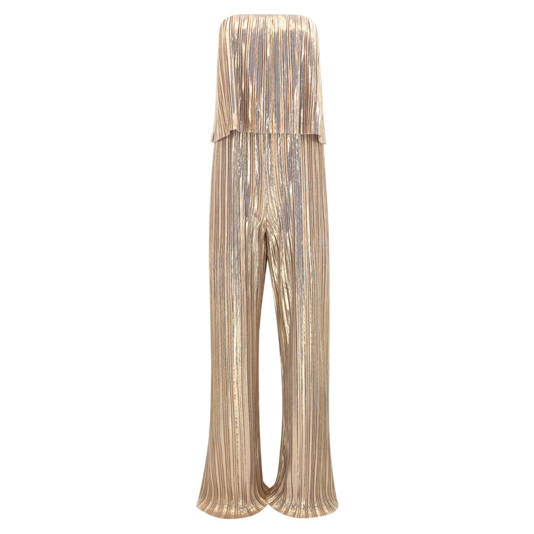 Collina Pleated Metallic Jumpsuit image number null