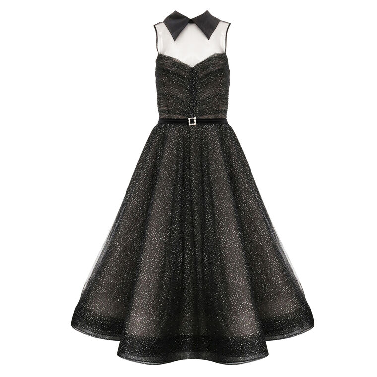 Charlotte Metallic Speckled Illusion Sleeveless Midi Dress image number null